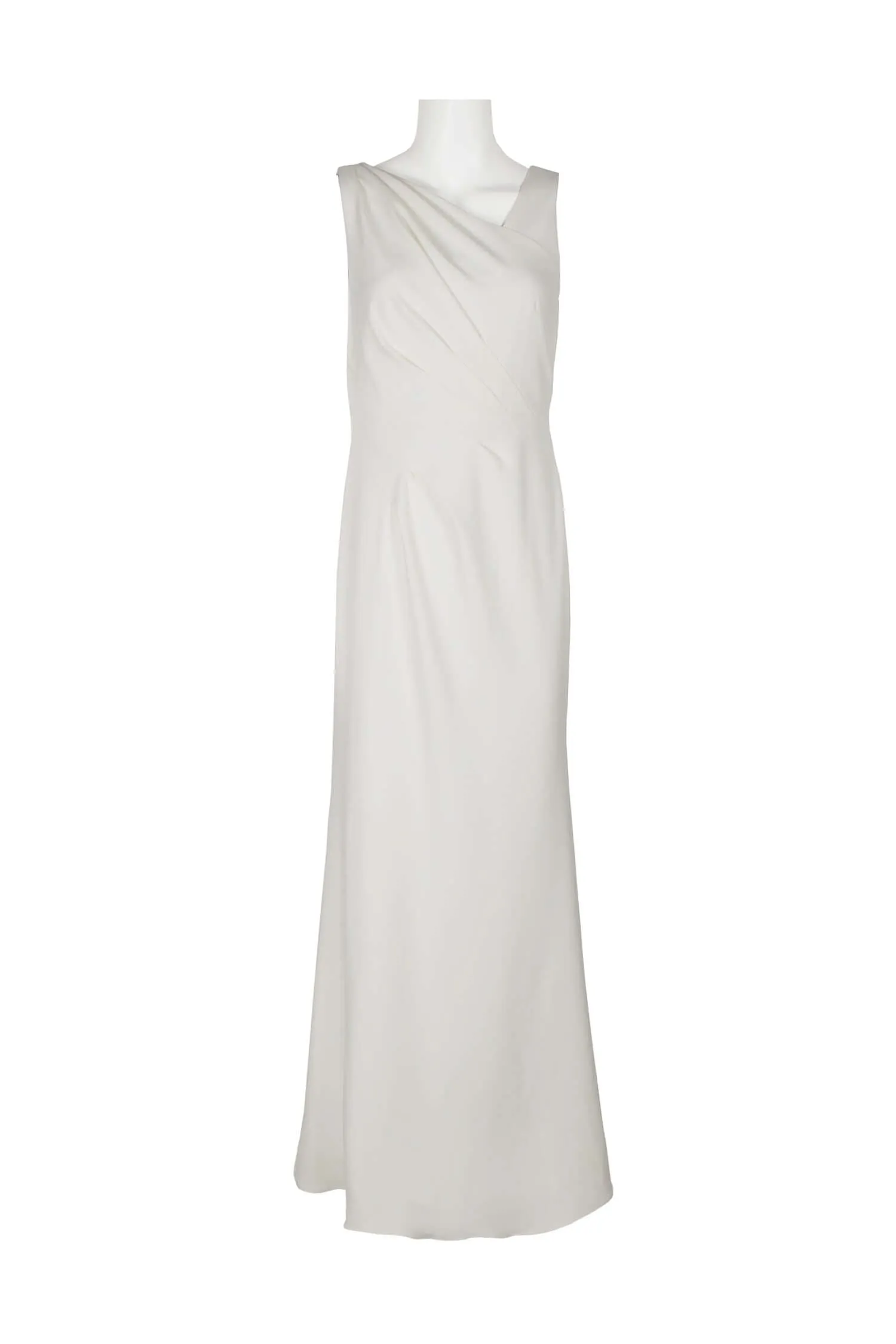 Adrianna Papell Asymmetrical Neck Sleeveless Gathered Side Zipper Side Sequined Beaded Back Stretch Crepe Dress