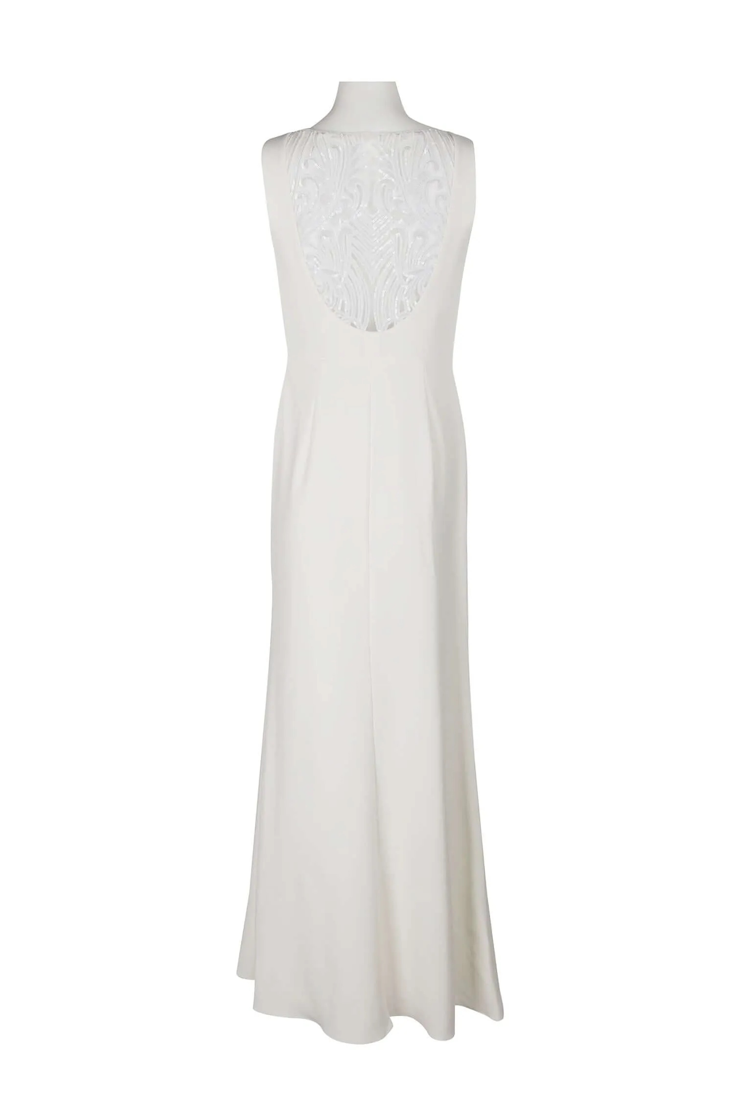 Adrianna Papell Asymmetrical Neck Sleeveless Gathered Side Zipper Side Sequined Beaded Back Stretch Crepe Dress