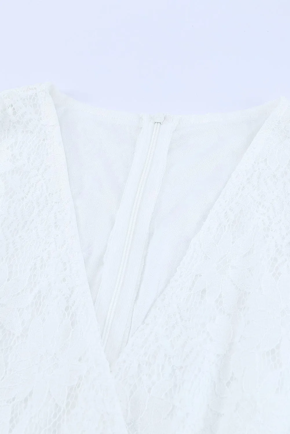 Angel Sleeve Floral Lace Wrap Mini Dress with V Neck - Elegant Summer Wedding Dress