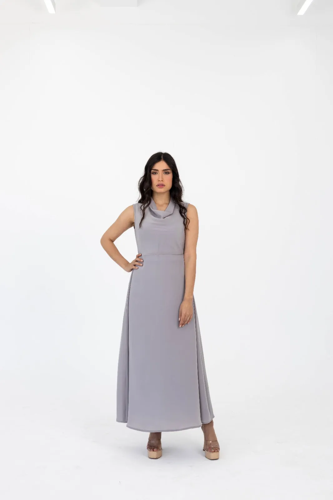 Cowl Neck Silk Dress