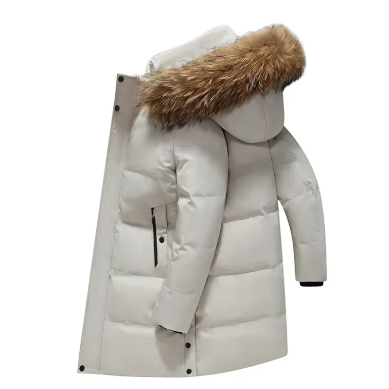 Men's Vintage Long Puffer Jacket with Fur Hood | Ideal for Autumn/Winter