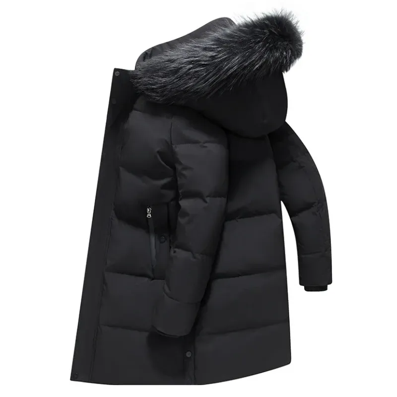 Men's Vintage Long Puffer Jacket with Fur Hood | Ideal for Autumn/Winter