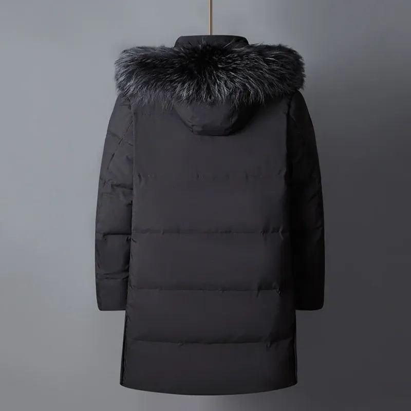 Men's Vintage Long Puffer Jacket with Fur Hood | Ideal for Autumn/Winter