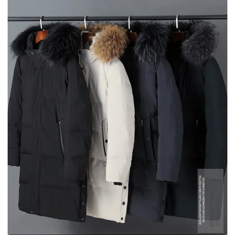Men's Vintage Long Puffer Jacket with Fur Hood | Ideal for Autumn/Winter