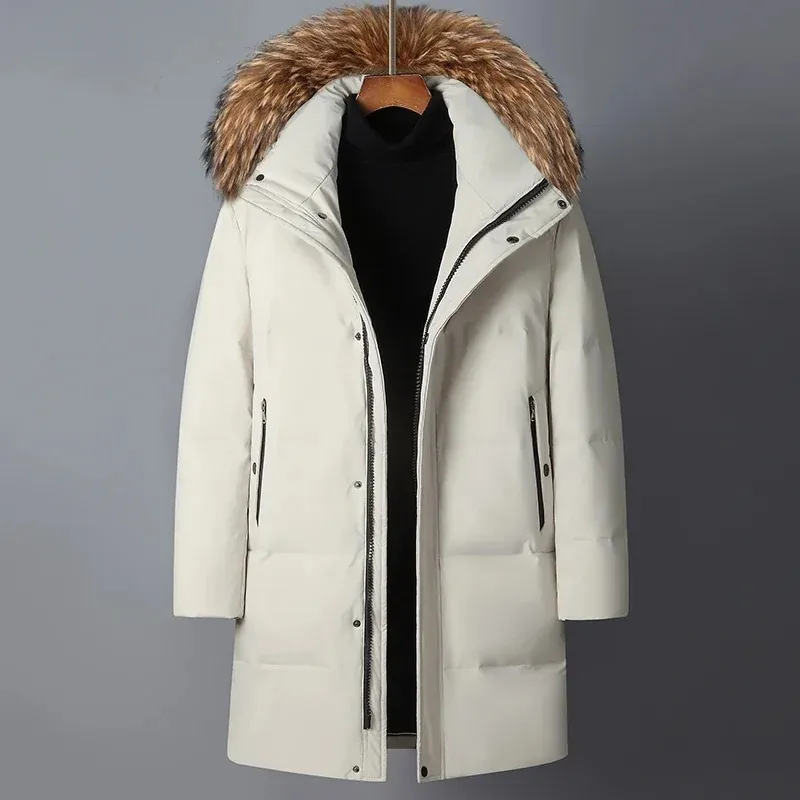 Men's Vintage Long Puffer Jacket with Fur Hood | Ideal for Autumn/Winter