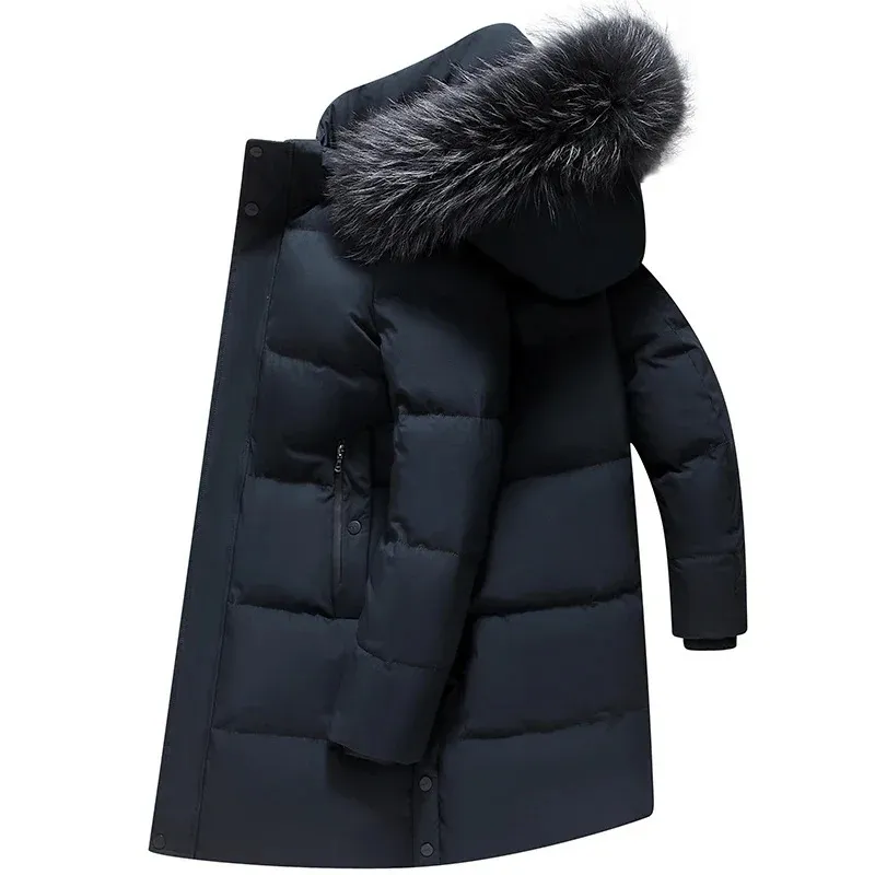 Men's Vintage Long Puffer Jacket with Fur Hood | Ideal for Autumn/Winter