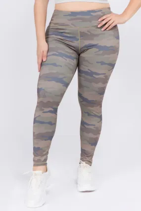 Plus Size High Ranks Active Camouflage Leggings