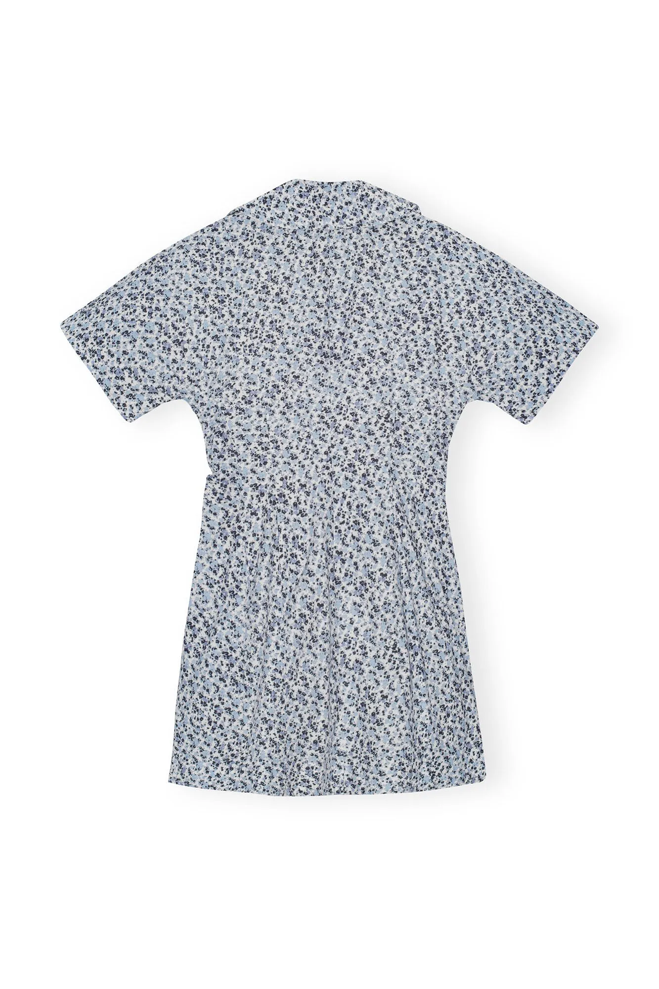 Printed Cotton Wrap Mini Dress - Glacier Lake
