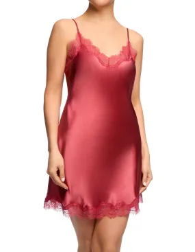 Scarlett Silk Chemise with Lace Edge Desert Rose