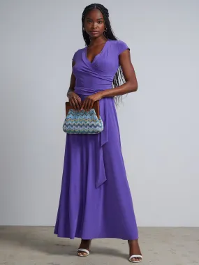 V-Neck Knit Wrap Maxi Dress