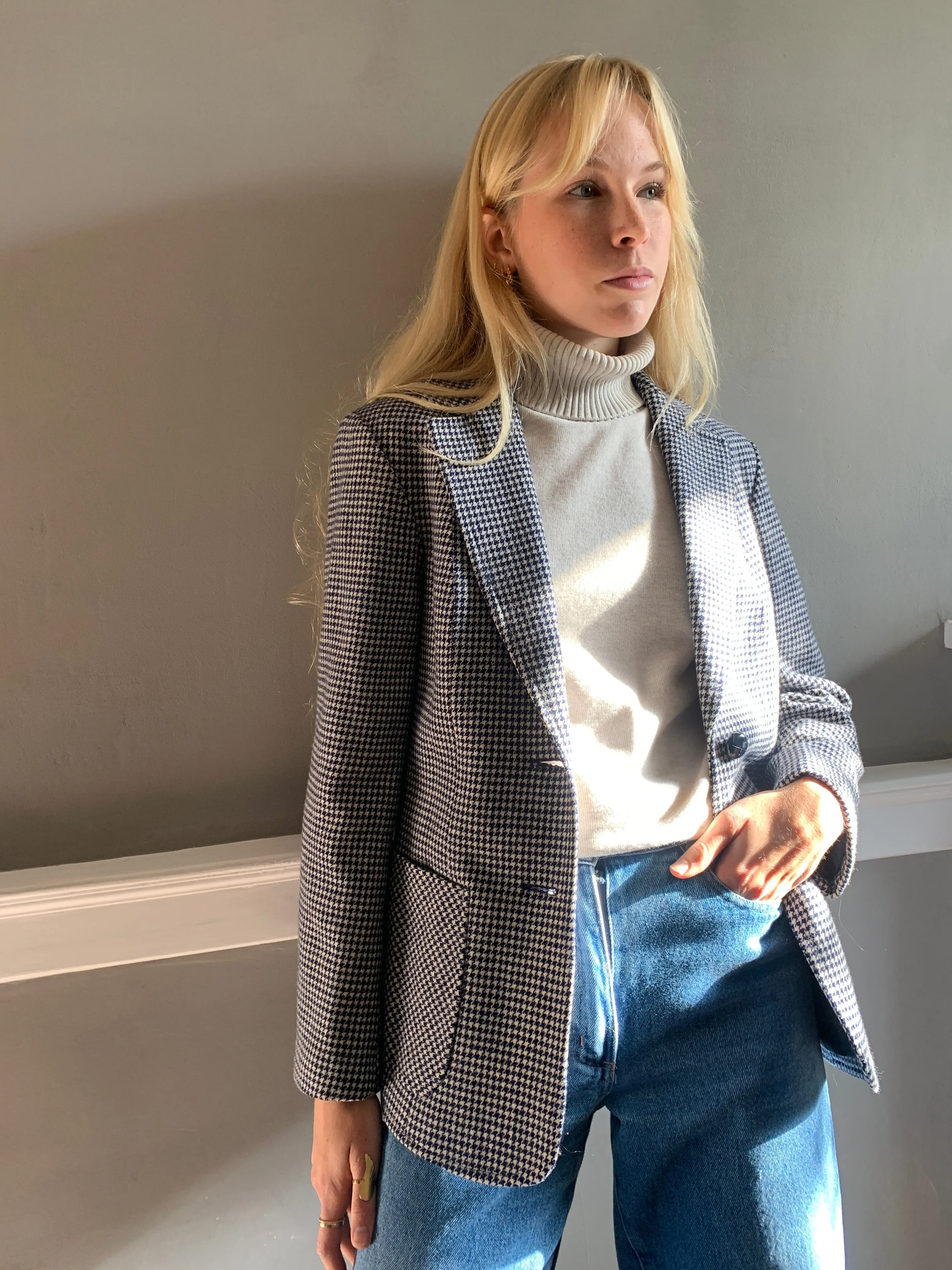 Vintage dog tooth checked wool jacket