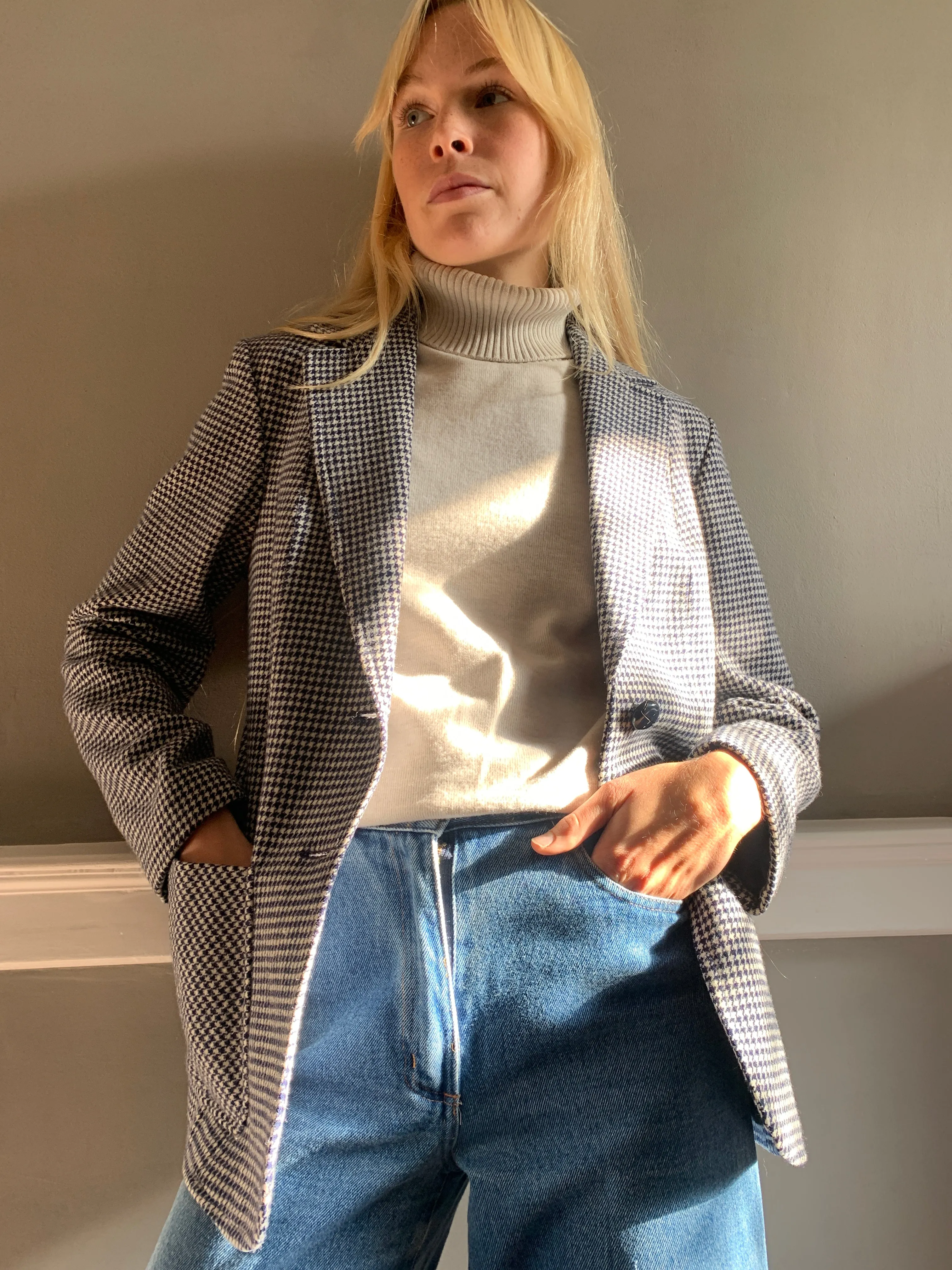 Vintage dog tooth checked wool jacket