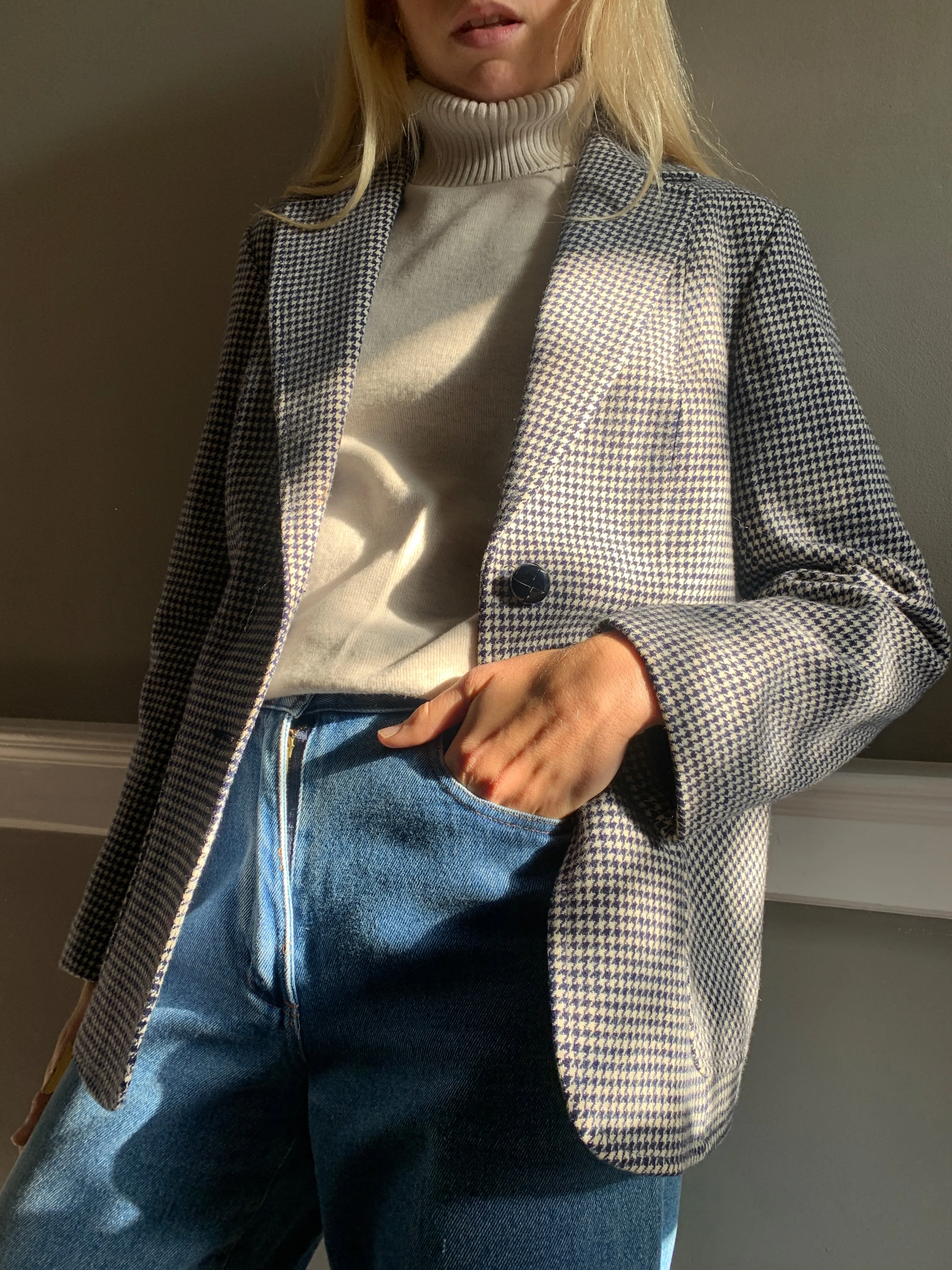 Vintage dog tooth checked wool jacket