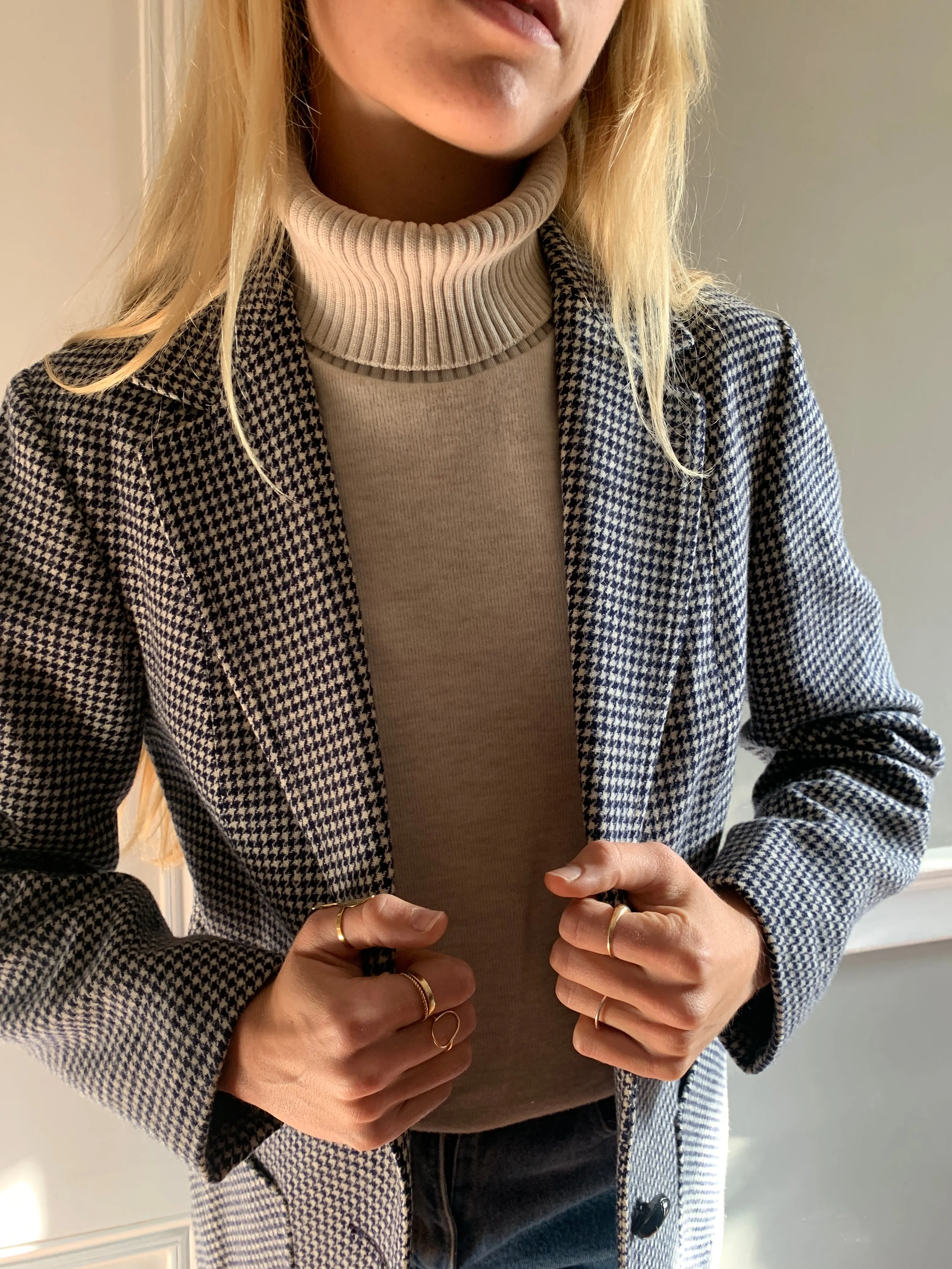 Vintage dog tooth checked wool jacket