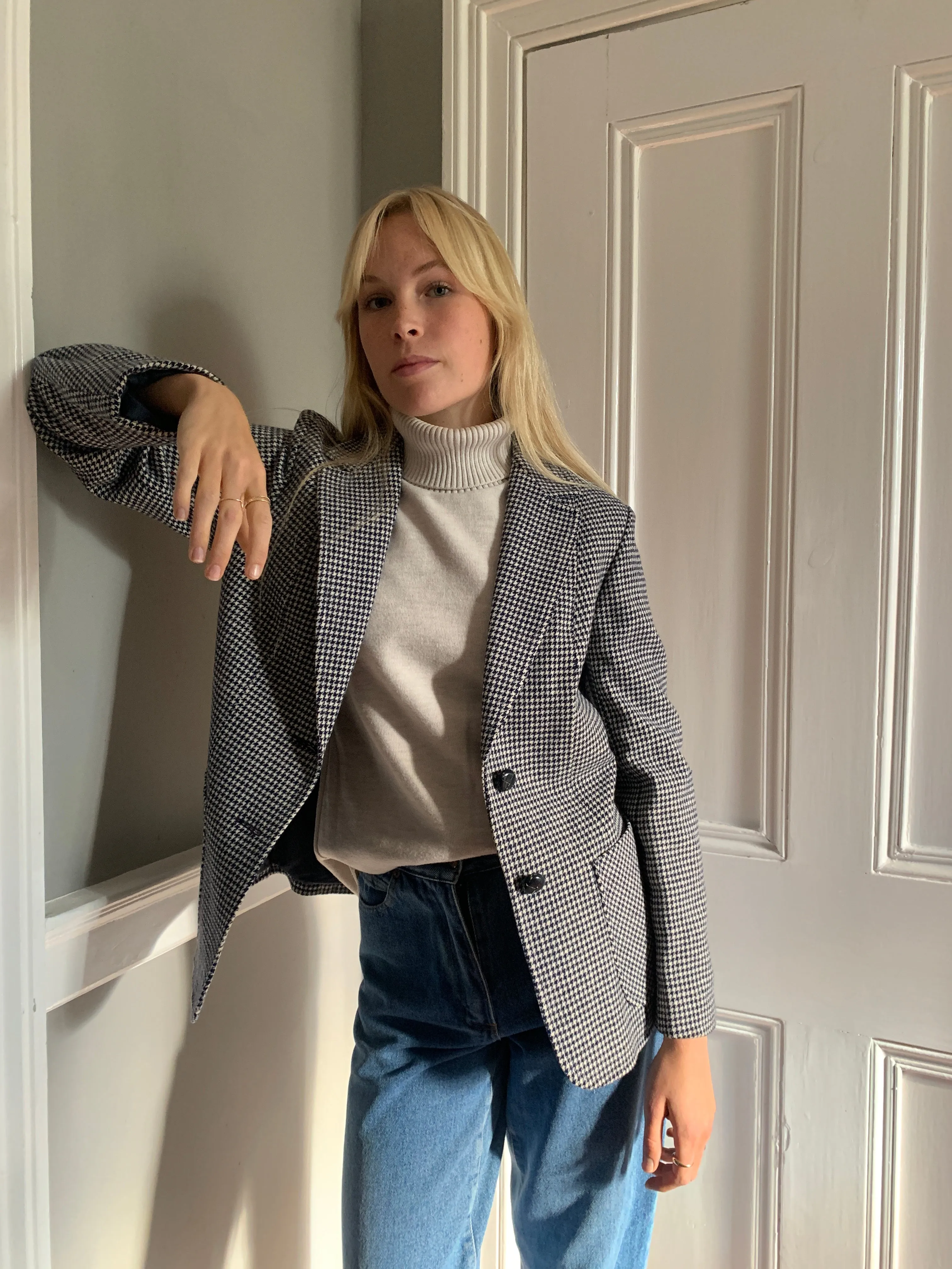 Vintage dog tooth checked wool jacket